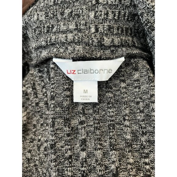 Liz Claiborne Ladies Medium Gray Open Front Cardigan Duster Sweater Pockets - Picture 4 of 5